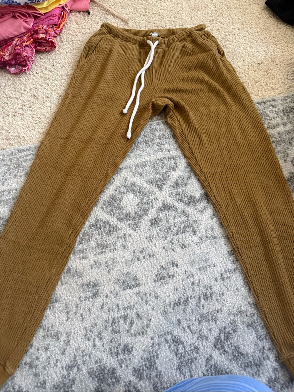 Aerie - Waffle Knit Drawstring Joggers - Mustard